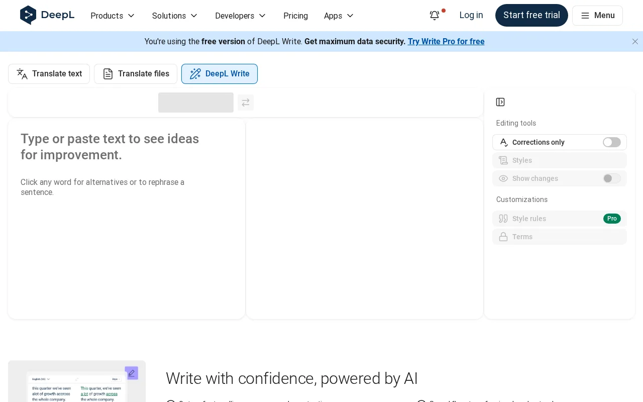 DeepL Write — preview