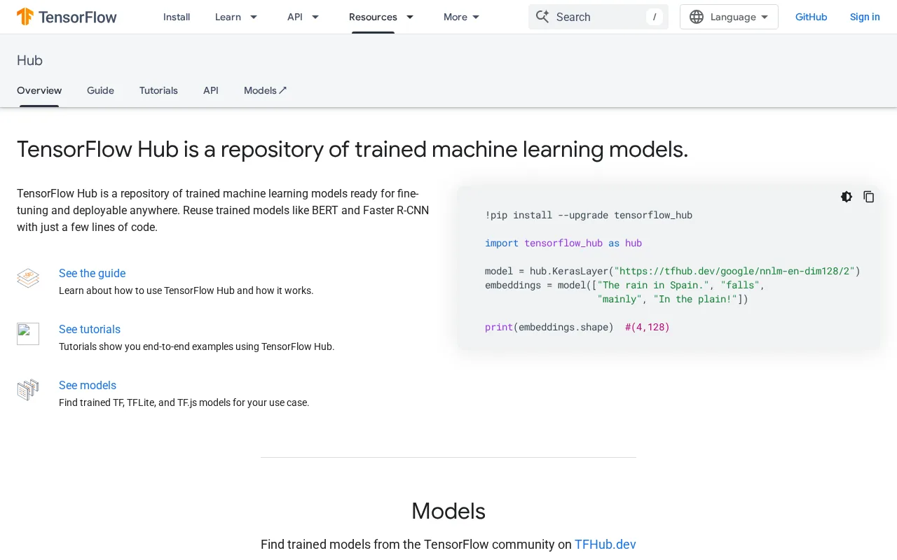 TensorFlow Hub — preview