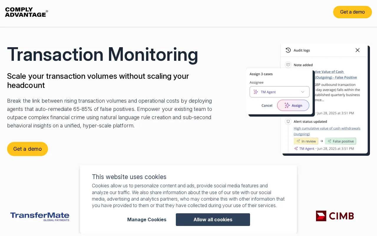 ComplyAdvantage Screening & Transaction Monitoring — preview